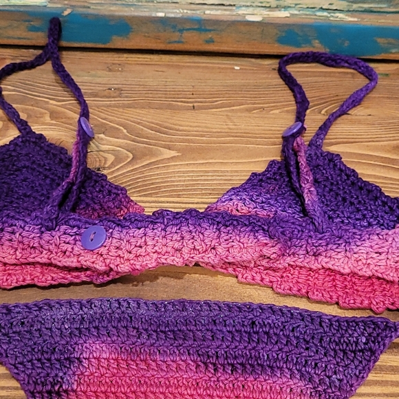 Hand made crochet bikini bra top amethyst dye 👙 - Picture 6 of 9